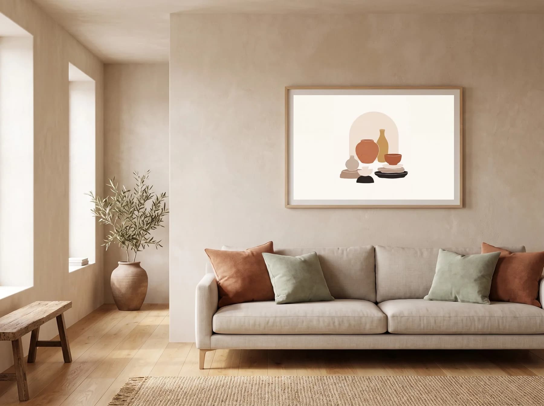 Clay Gallery print in a softly lit living room